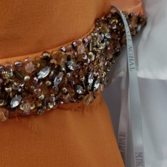 Mikael Aghal orange prom dress with sequins strap - Picture 6 of 6